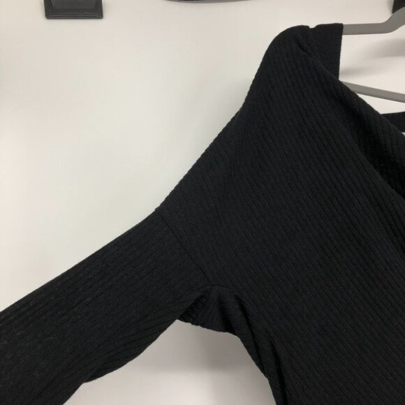 NWT Cherish black waffle knit draped open back long sleeve top  Small - Picture 9 of 14